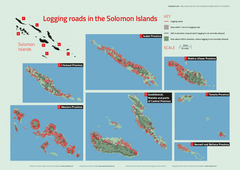 Logging roads in the Solomon Islands