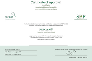 NEPCon SBP certificate