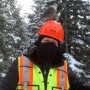 In the photo: Cindy Hutchison and the bird at work in Canada