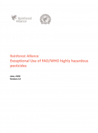 Rainforest Alliance Exceptional Use of FAO/WHO highly hazardous pesticides